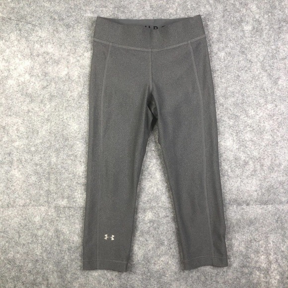 Under Armour Heatgear Compression Capris 1309652 Gray Active Gym Womens Small - Picture 1 of 8